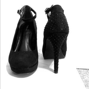 Style & Co. black suede studded heels